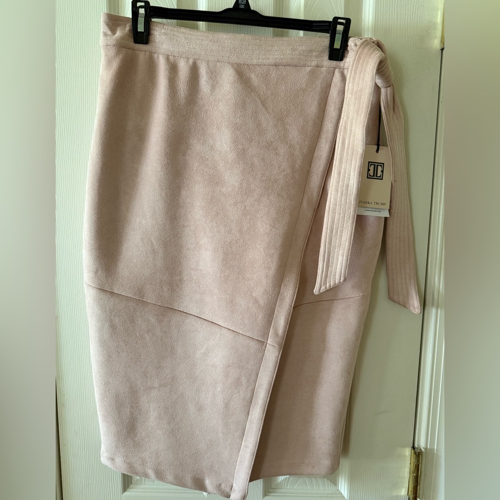 Faux suede blush wrap skirt